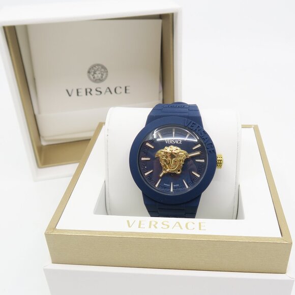 Versace VEEFA0524 V-Pop Blue & Gold Medusa, Silicone Swiss Quartz New Watch - Picture 9 of 10